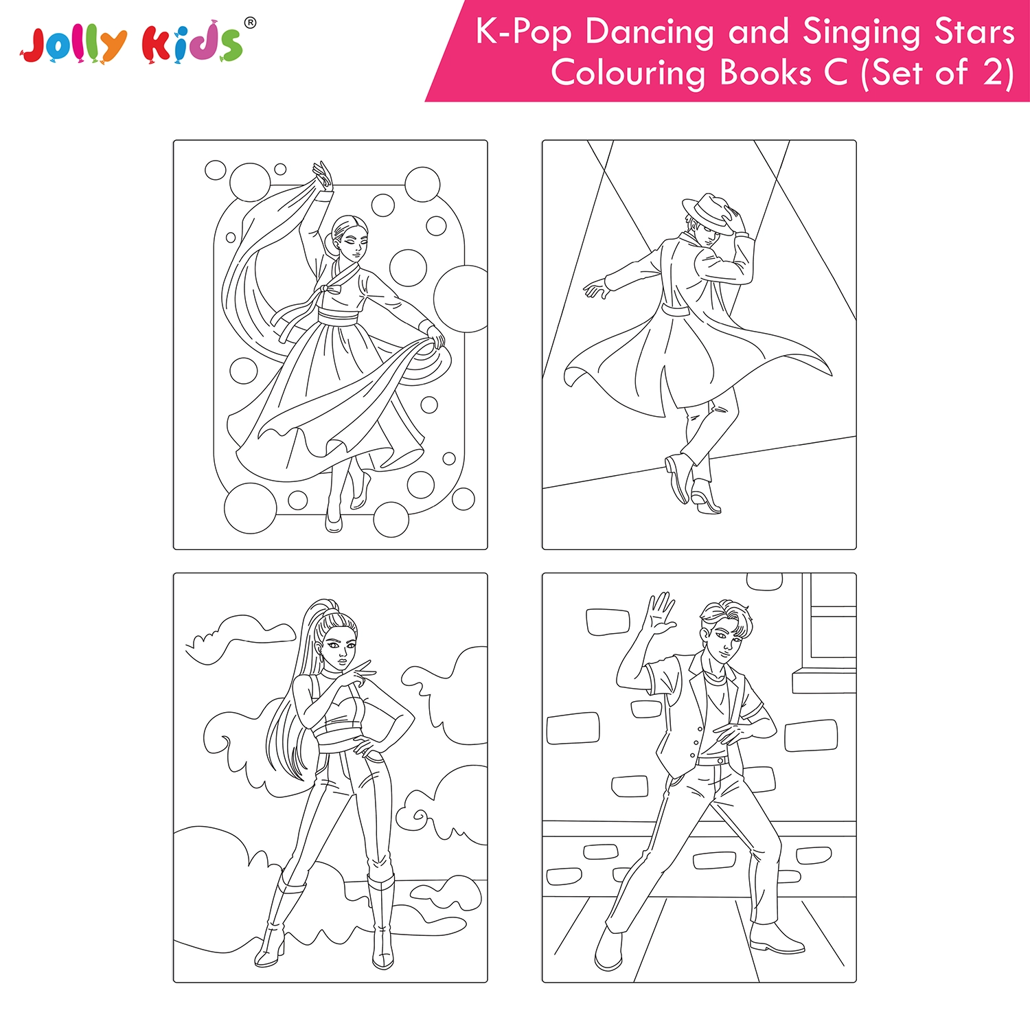 Jolly Kids K-Pop Colouring Books C Set of 2 - Dancing and Singing Stars - Image 4