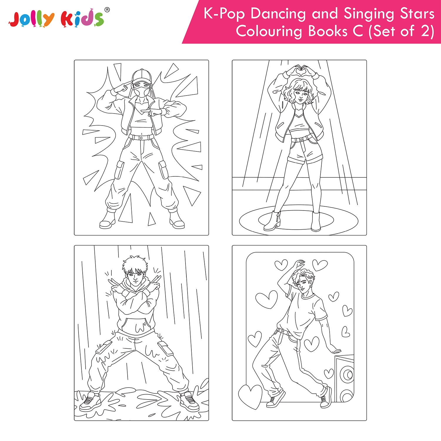 Jolly Kids K-Pop Colouring Books C Set of 2 - Dancing and Singing Stars - Image 5