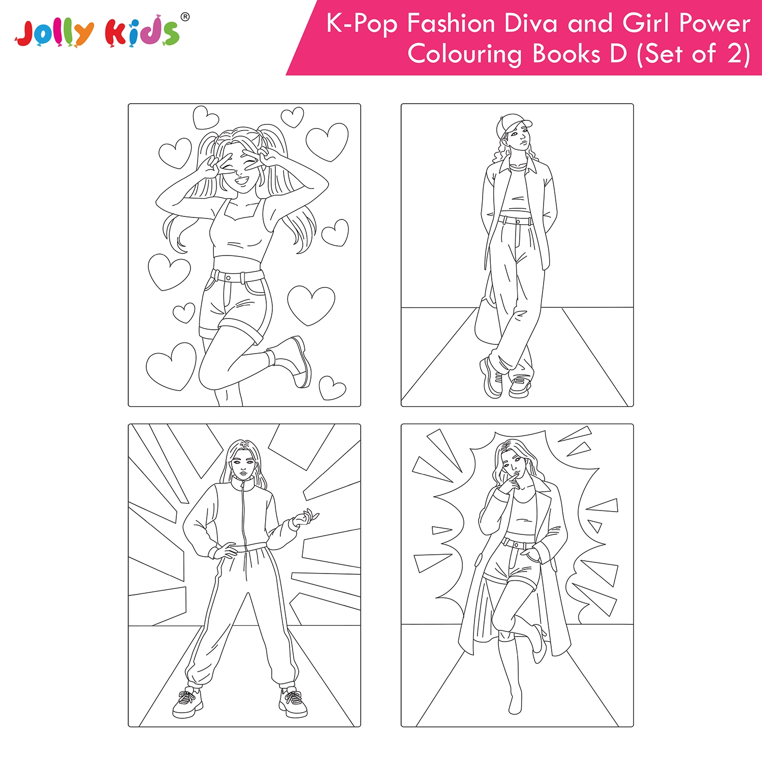 Jolly Kids K-Pop Colouring Books D Set of 2 - Fashion Diva and Girl Power - Image 3