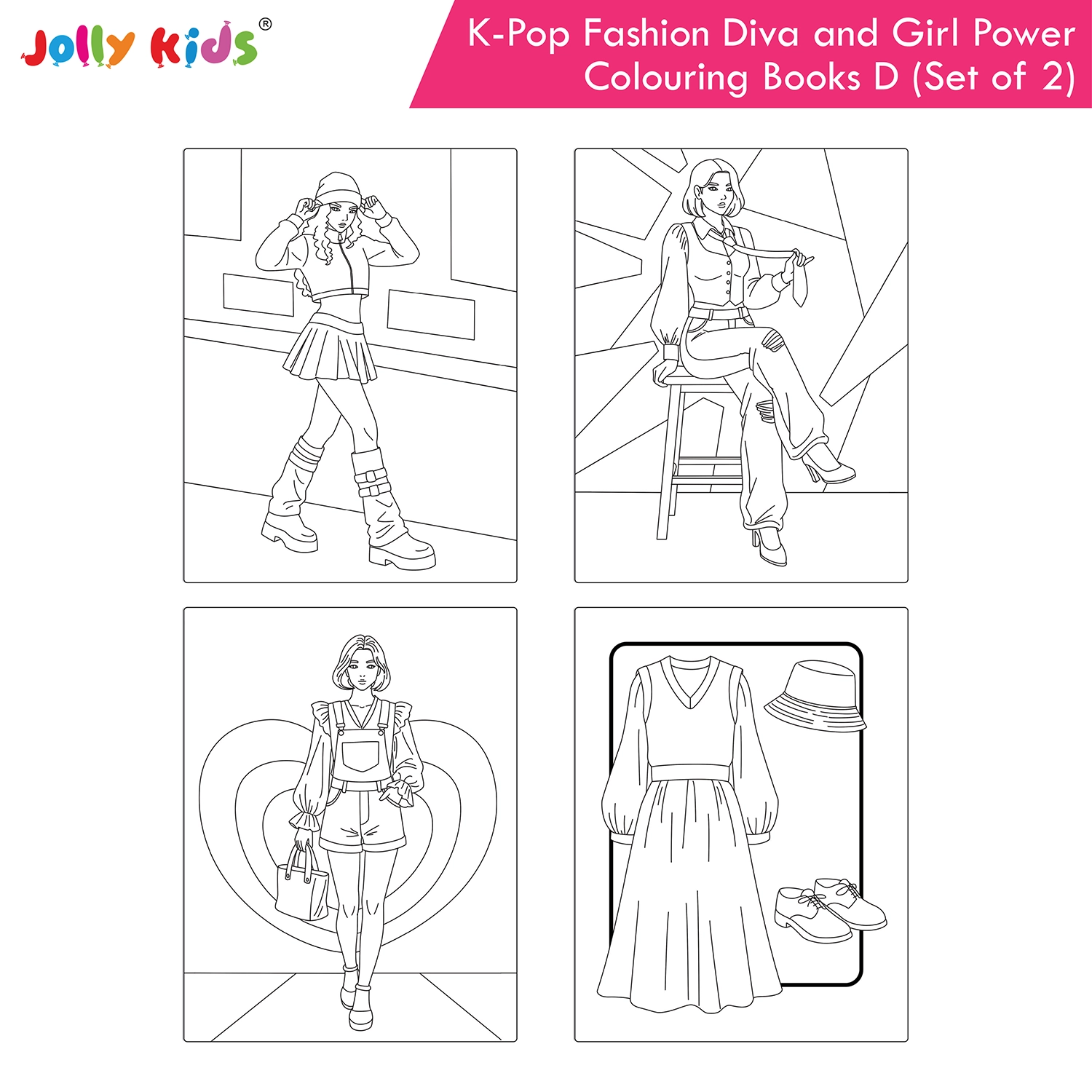 Jolly Kids K-Pop Colouring Books D Set of 2 - Fashion Diva and Girl Power - Image 5