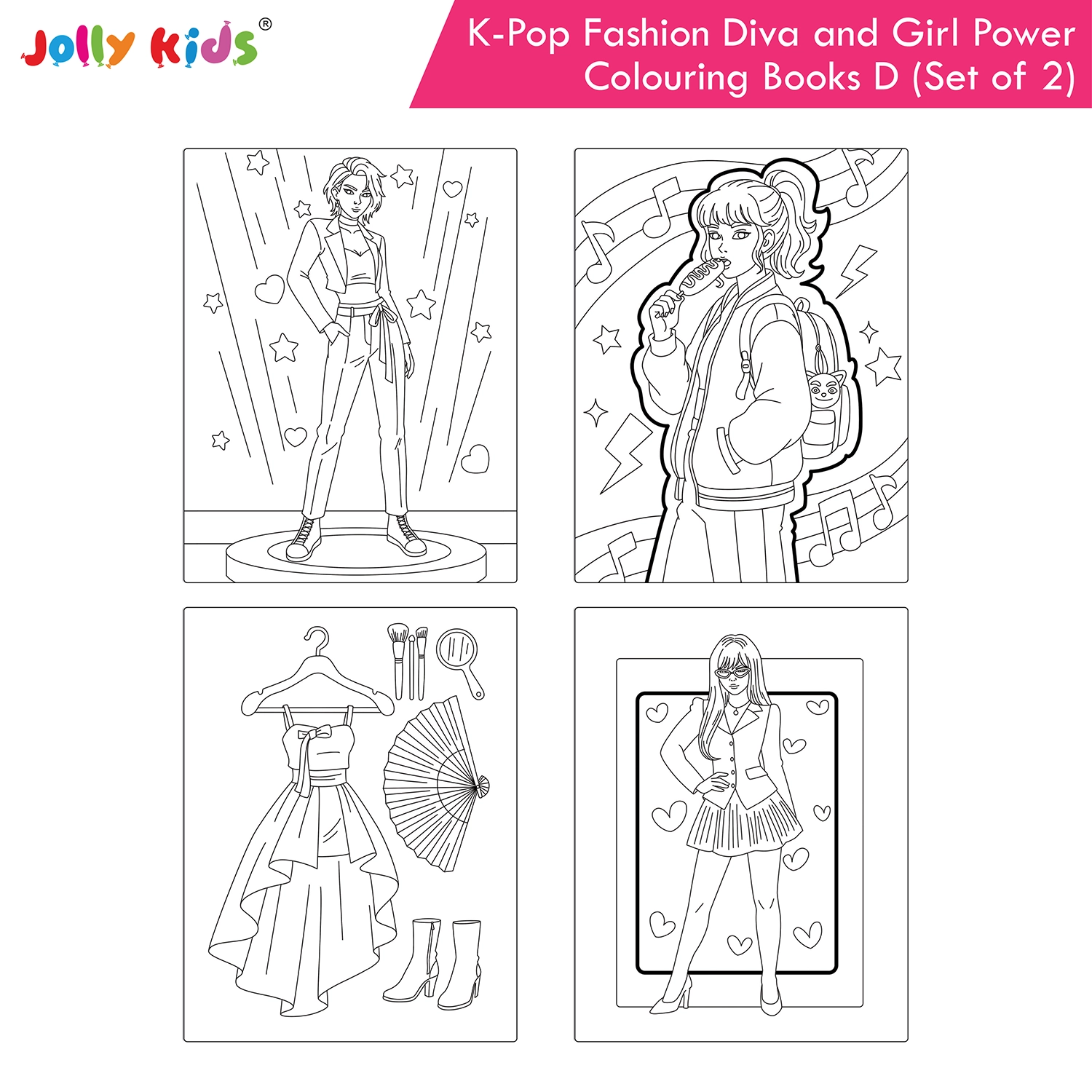 Jolly Kids K-Pop Colouring Books D Set of 2 - Fashion Diva and Girl Power - Image 7