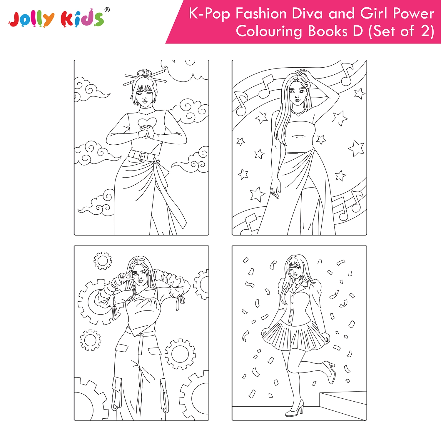 Jolly Kids K-Pop Colouring Books D Set of 2 - Fashion Diva and Girl Power - Image 6