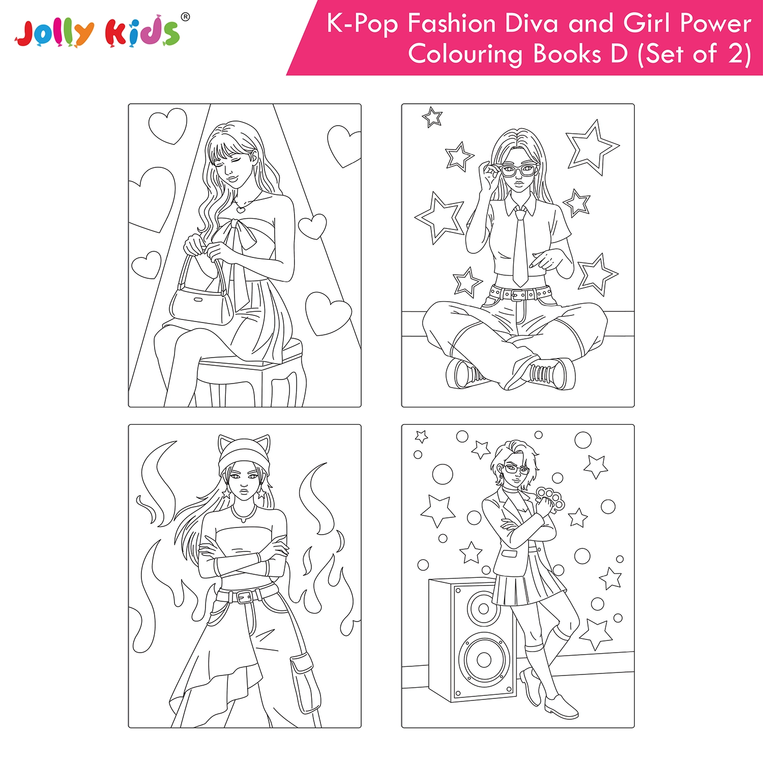 Jolly Kids K-Pop Colouring Books D Set of 2 - Fashion Diva and Girl Power - Image 8