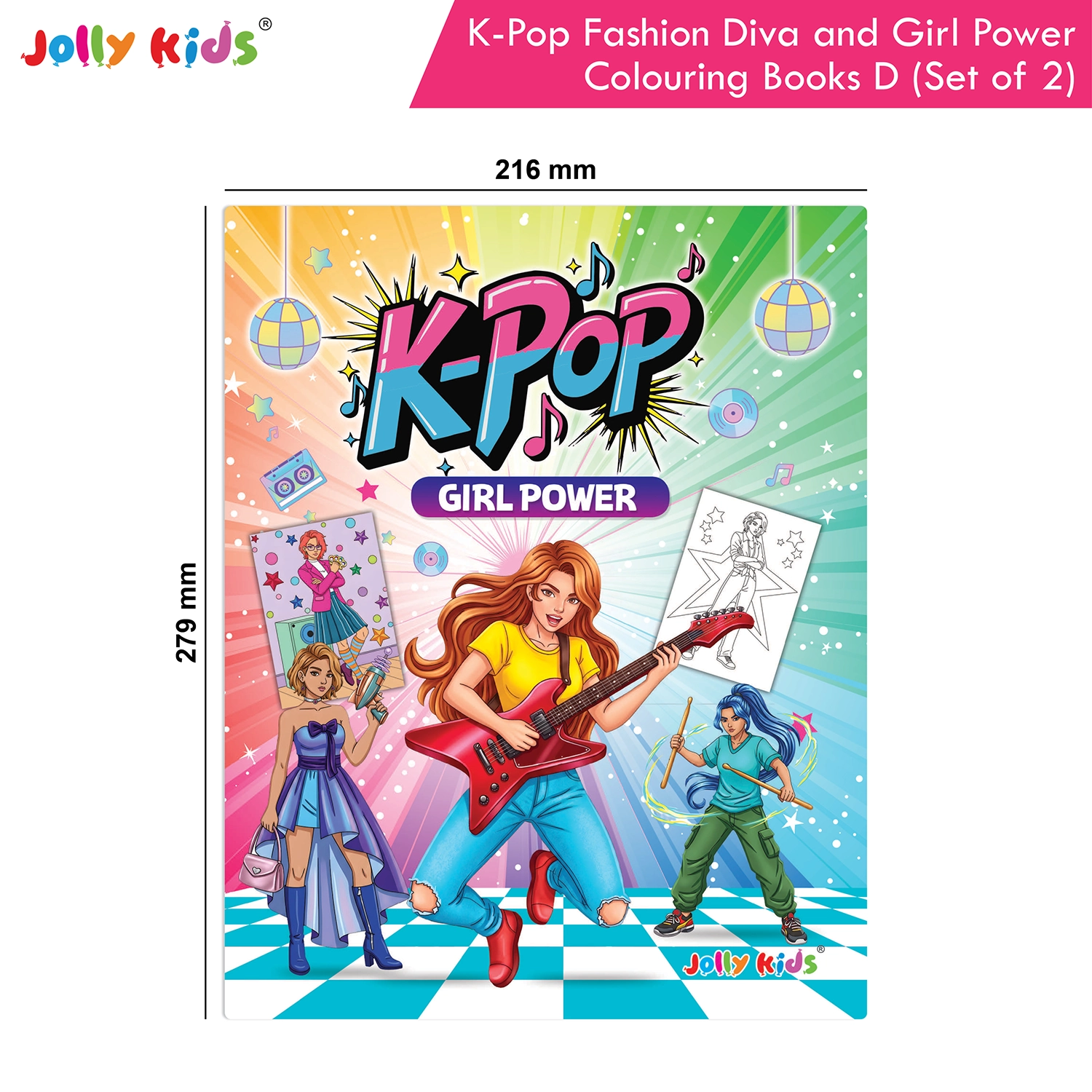 Jolly Kids K-Pop Colouring Books D Set of 2 - Fashion Diva and Girl Power - Image 9