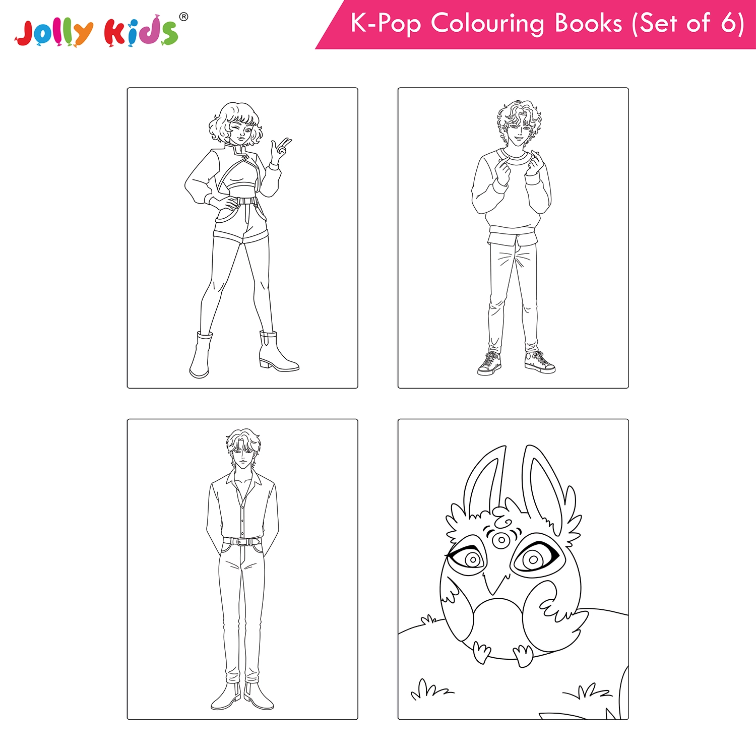 Jolly Kids K-Pop Colouring Books (Set of 6) - Cuties, Dancing Stars, Fashion Diva, Girl Power, Singing Stars, Vibes - Image 2