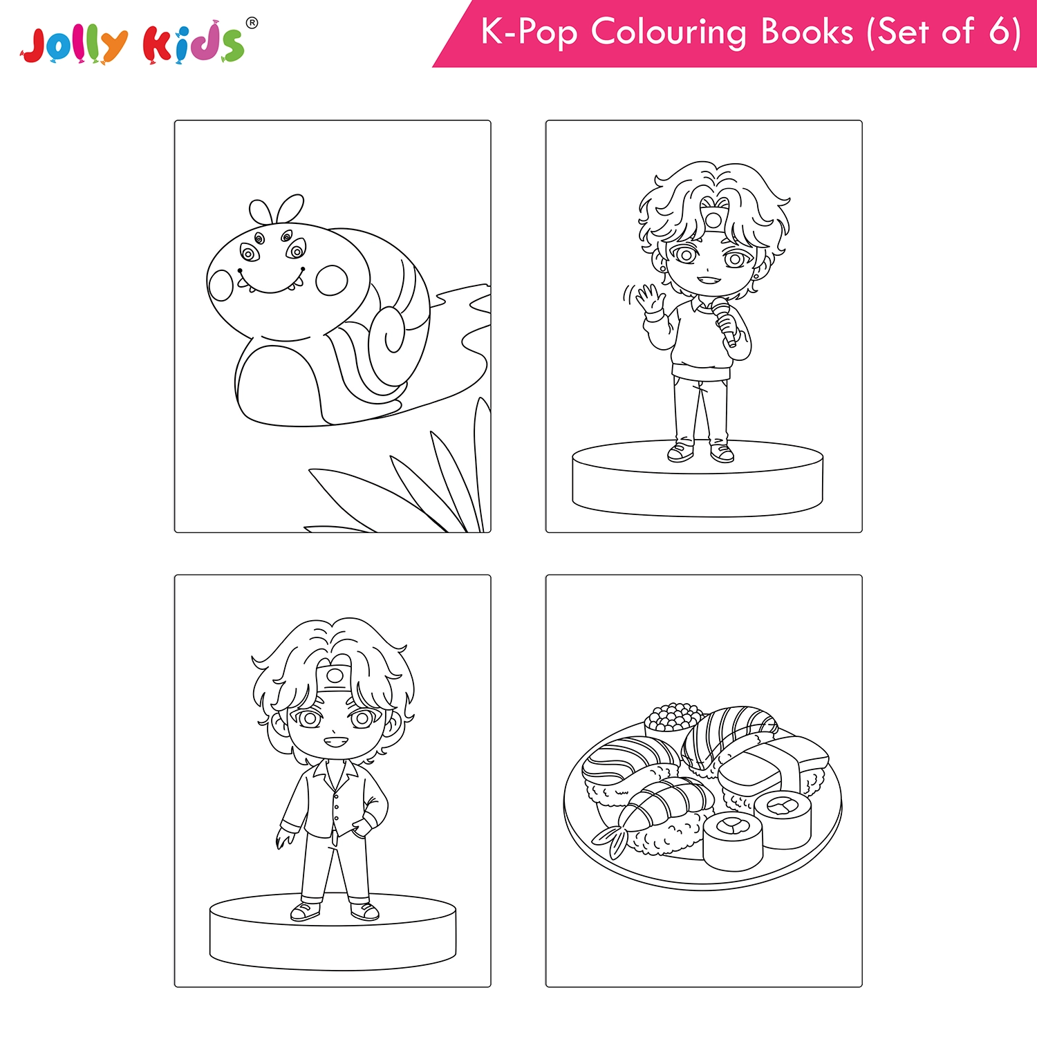 Jolly Kids K-Pop Colouring Books (Set of 6) - Cuties, Dancing Stars, Fashion Diva, Girl Power, Singing Stars, Vibes - Image 8