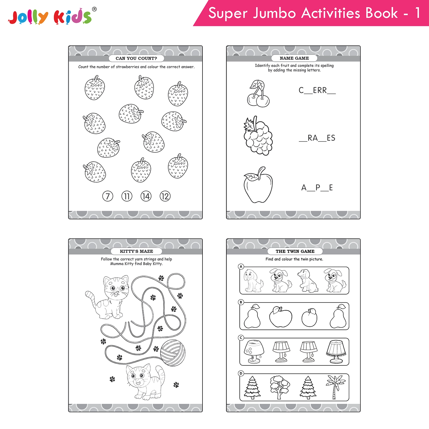 Jolly Kids Super Jumbo Colouring and Activity Book 1 - Ultimate Picture and Number Activities with Fun Puzzles, Dot-to-Dot, Early Maths, Word Building and Creative Colouring for Kids - Image 3