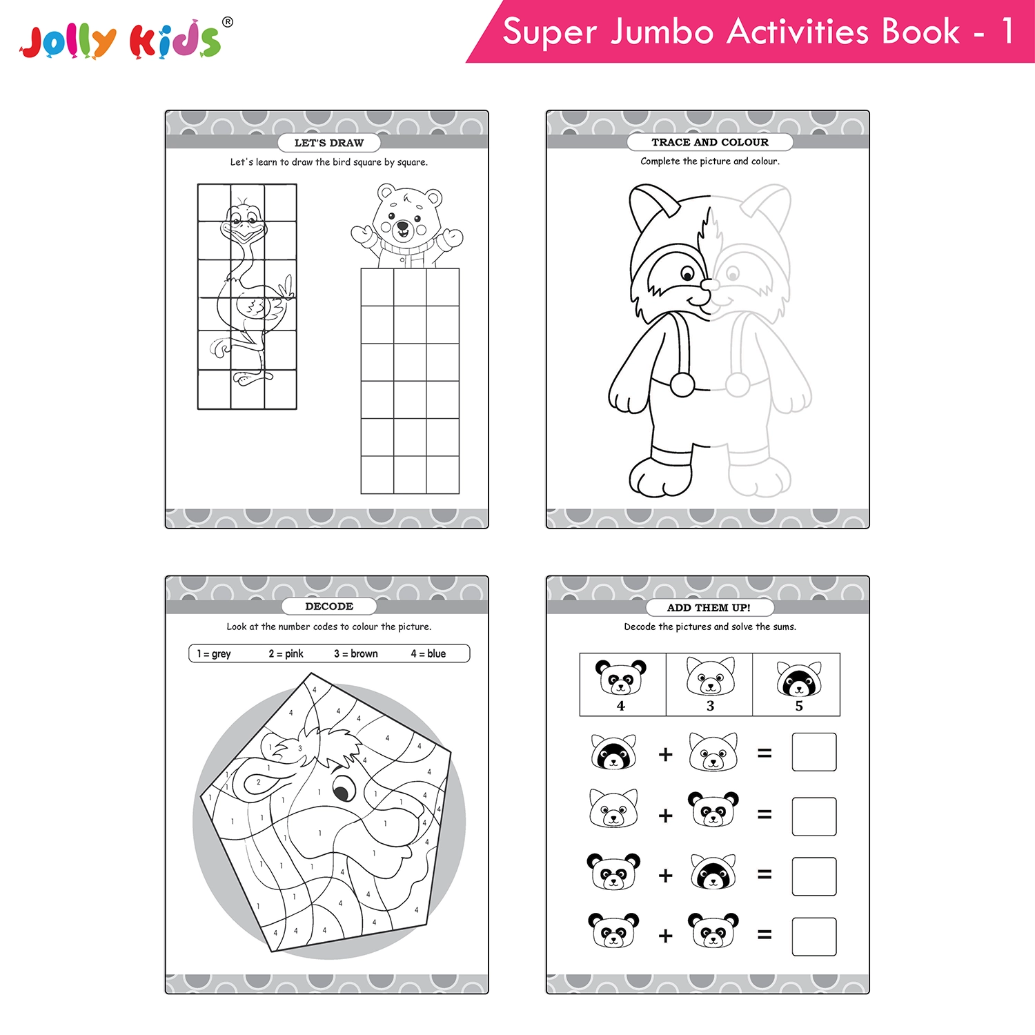 Jolly Kids Super Jumbo Colouring and Activity Book 1 - Ultimate Picture and Number Activities with Fun Puzzles, Dot-to-Dot, Early Maths, Word Building and Creative Colouring for Kids - Image 6