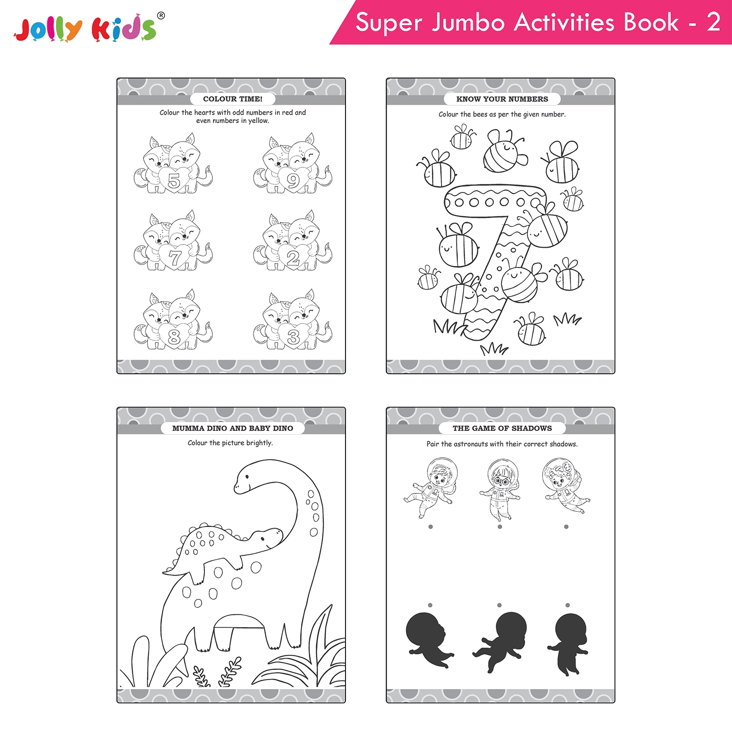 Jolly Kids Super Jumbo Colouring and Activity Book 2 - Ultimate Picture and Number Activities with Fun Puzzles, Dot-to-Dot, Early Maths, Word Building and Creative Colouring for Kids - Image 2