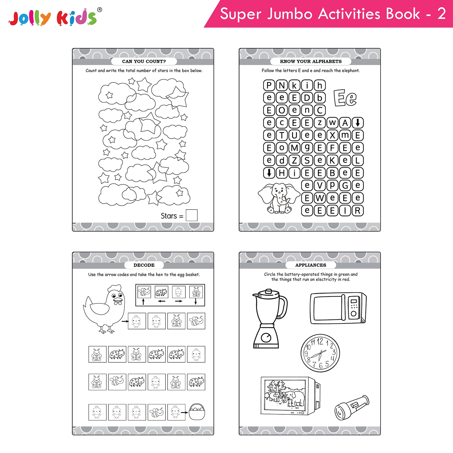 Jolly Kids Super Jumbo Colouring and Activity Book 2 - Ultimate Picture and Number Activities with Fun Puzzles, Dot-to-Dot, Early Maths, Word Building and Creative Colouring for Kids - Image 6