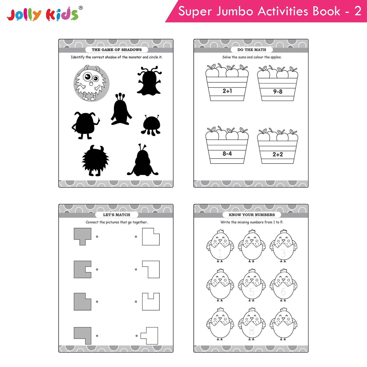 Jolly Kids Super Jumbo Colouring and Activity Book 2 - Ultimate Picture and Number Activities with Fun Puzzles, Dot-to-Dot, Early Maths, Word Building and Creative Colouring for Kids - Image 7