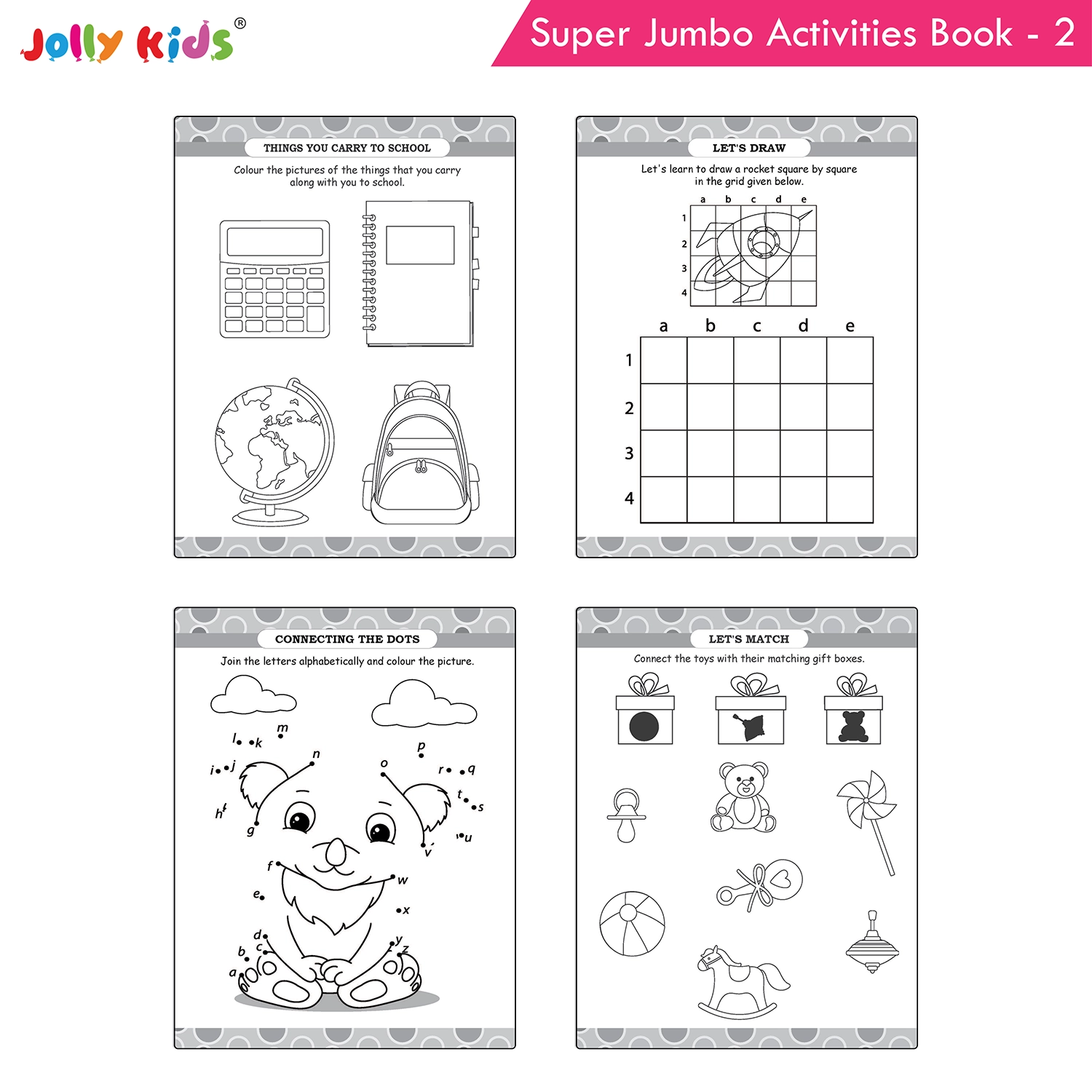 Jolly Kids Super Jumbo Colouring and Activity Book 2 - Ultimate Picture and Number Activities with Fun Puzzles, Dot-to-Dot, Early Maths, Word Building and Creative Colouring for Kids - Image 8