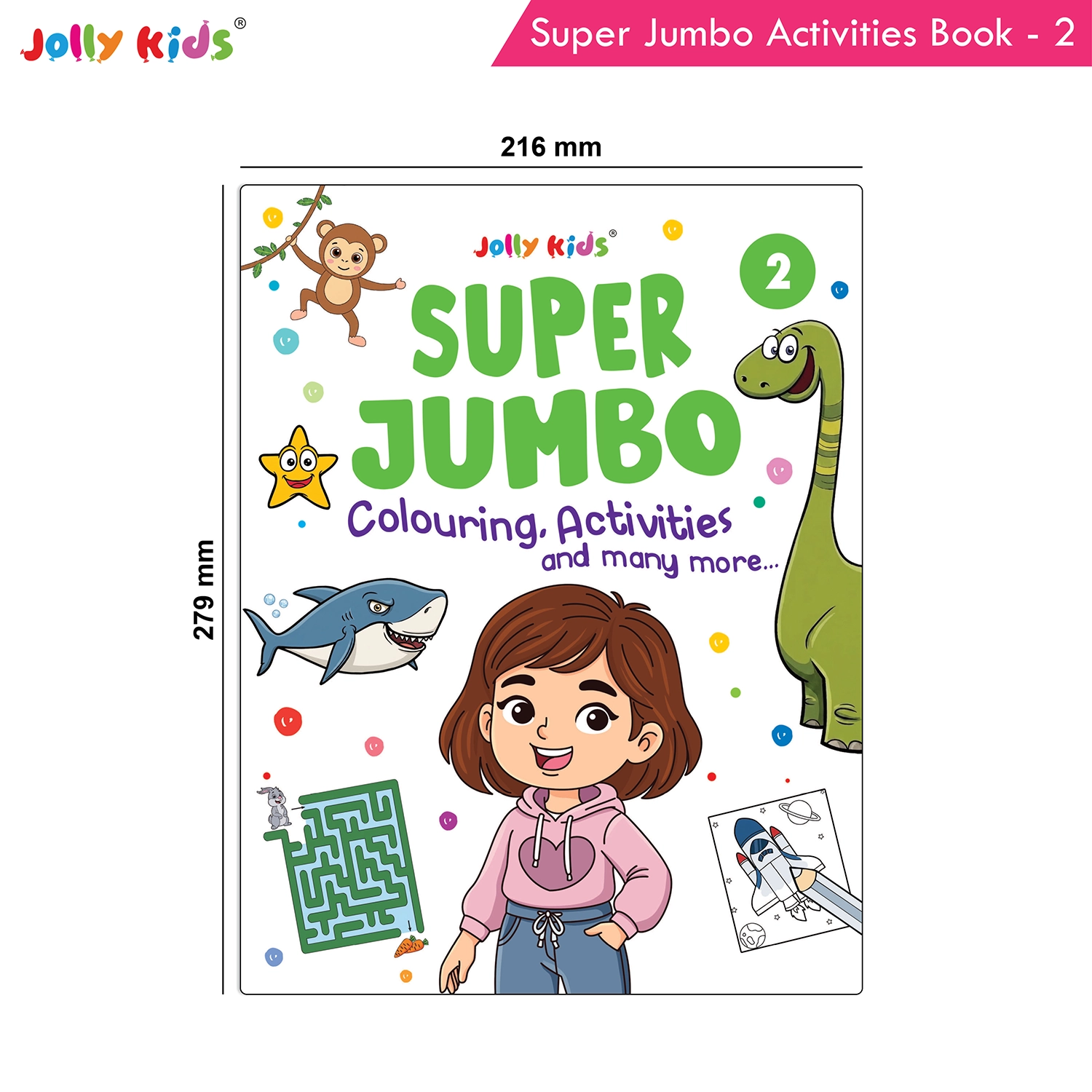 Jolly Kids Super Jumbo Colouring and Activity Book 2 - Ultimate Picture and Number Activities with Fun Puzzles, Dot-to-Dot, Early Maths, Word Building and Creative Colouring for Kids - Image 9