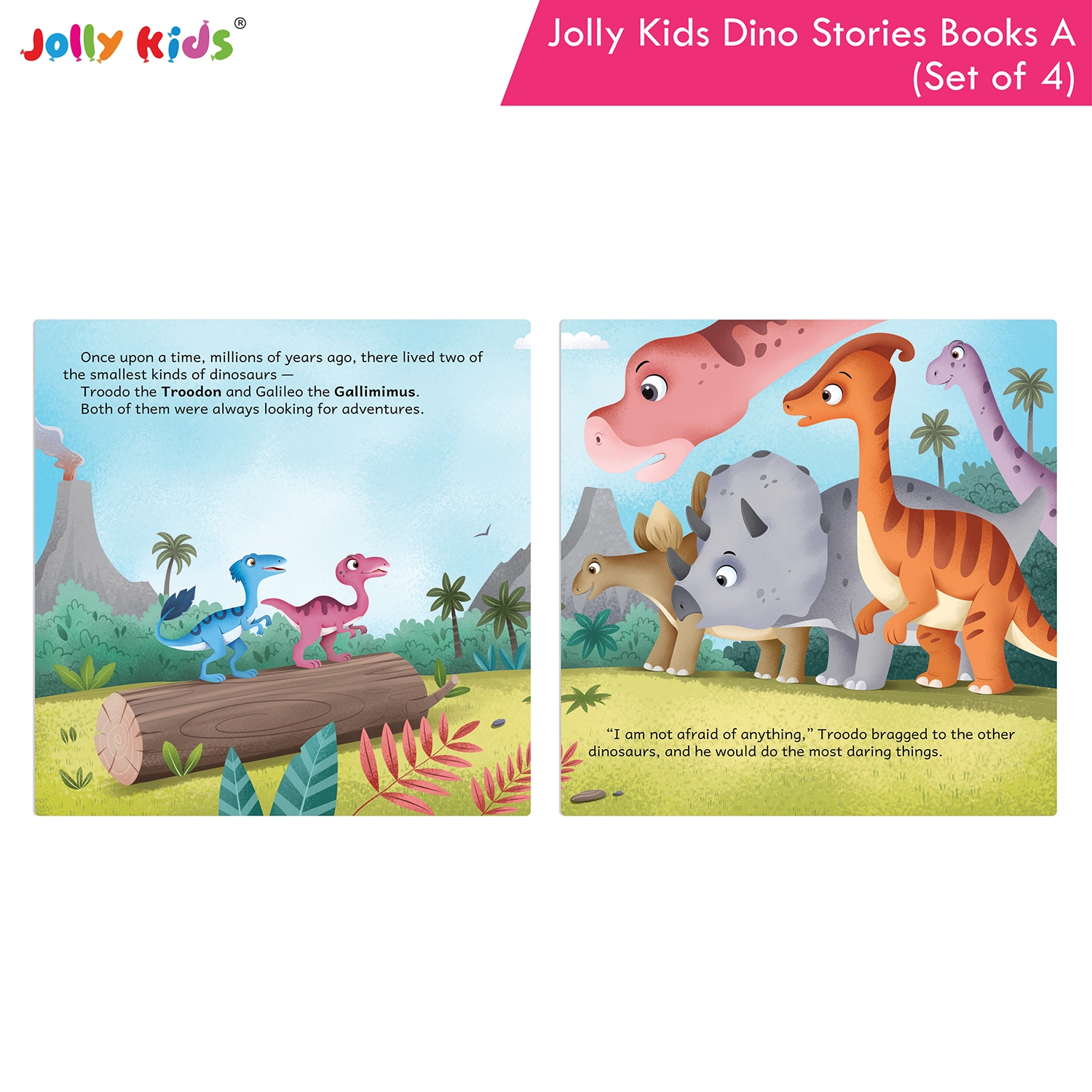 Jolly Kids Dinosaur Story Books A Set of 4 | Colourful Illustrated Dino Adventures for Kids | April Apatosaurus, Dippy Diplodocus, Peter Pteranodon and Terry Triceratops - Image 4