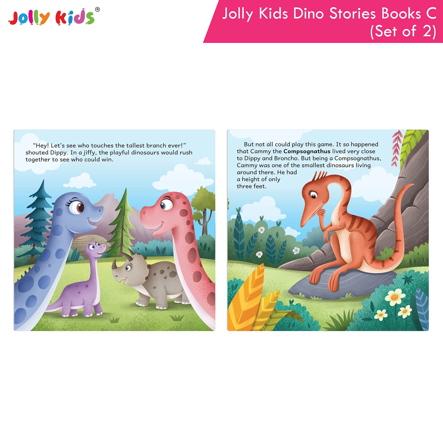 Jolly Kids Dinosaur Story Books C Set of 2 | Colourful Illustrated Dino Adventures for Kids | April Apatosaurus New Home and Dippy Diplodocus New Friend - Image 7