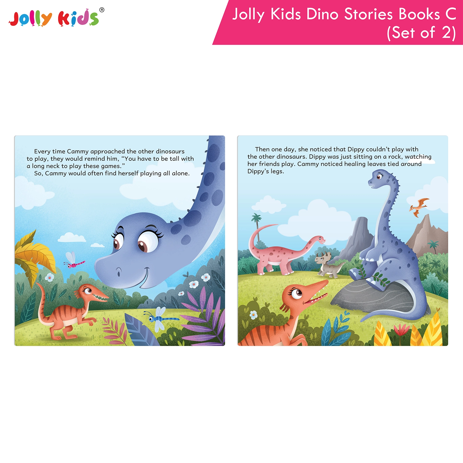 Jolly Kids Dinosaur Story Books C Set of 2 | Colourful Illustrated Dino Adventures for Kids | April Apatosaurus New Home and Dippy Diplodocus New Friend - Image 8