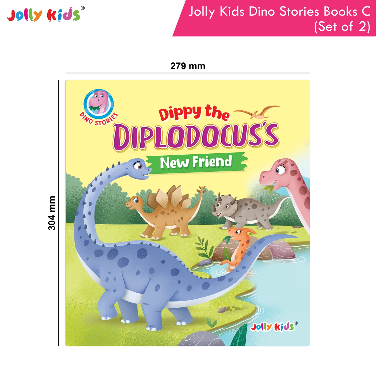 Jolly Kids Dinosaur Story Books C Set of 2 | Colourful Illustrated Dino Adventures for Kids | April Apatosaurus New Home and Dippy Diplodocus New Friend - Image 9