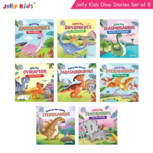 Jolly Kids Dinosaur Story Books Set for Kids (Set of 8) | Colourful Dino Stories with Moral Tales, Fun Adventures, Friendship and Illustrated Characters