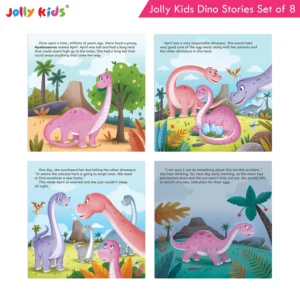 Jolly Kids Dinosaur Story Books Set for Kids (Set of 8) | Colourful Dino Stories with Moral Tales, Fun Adventures, Friendship and Illustrated Characters