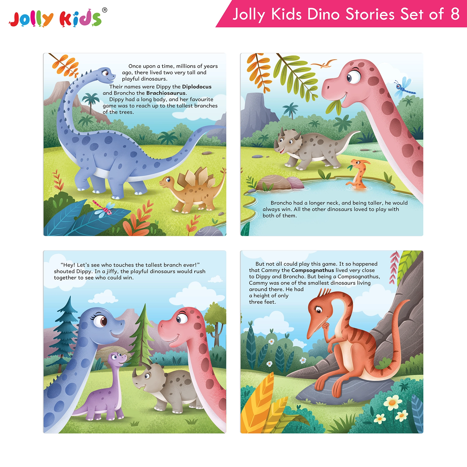 Jolly Kids Dinosaur Story Books Set for Kids (Set of 8) | Colourful Dino Stories with Moral Tales, Fun Adventures, Friendship and Illustrated Characters - Image 3