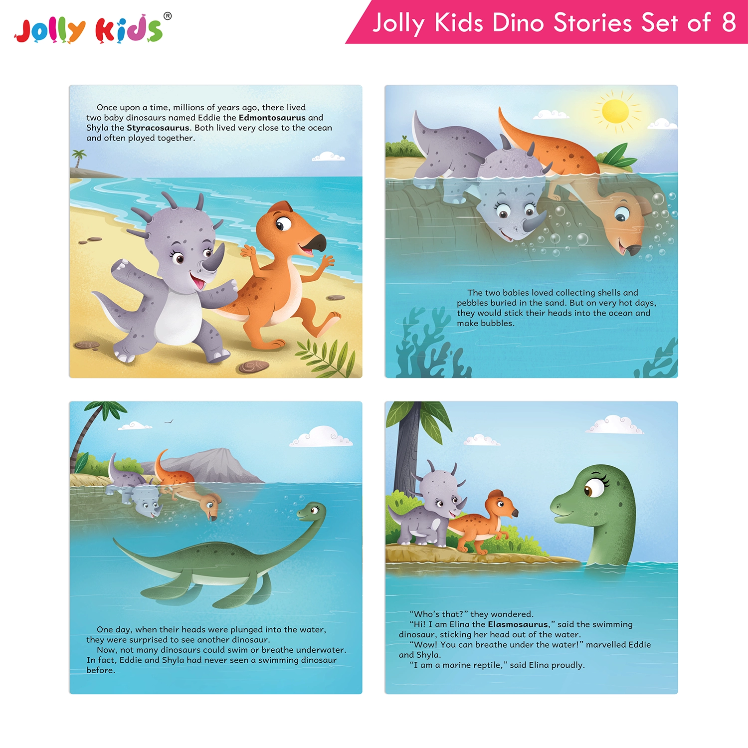 Jolly Kids Dinosaur Story Books Set for Kids (Set of 8) | Colourful Dino Stories with Moral Tales, Fun Adventures, Friendship and Illustrated Characters - Image 4