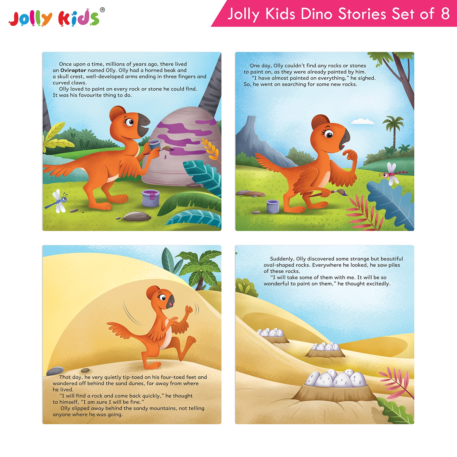 Jolly Kids Dinosaur Story Books Set for Kids (Set of 8) | Colourful Dino Stories with Moral Tales, Fun Adventures, Friendship and Illustrated Characters - Image 5