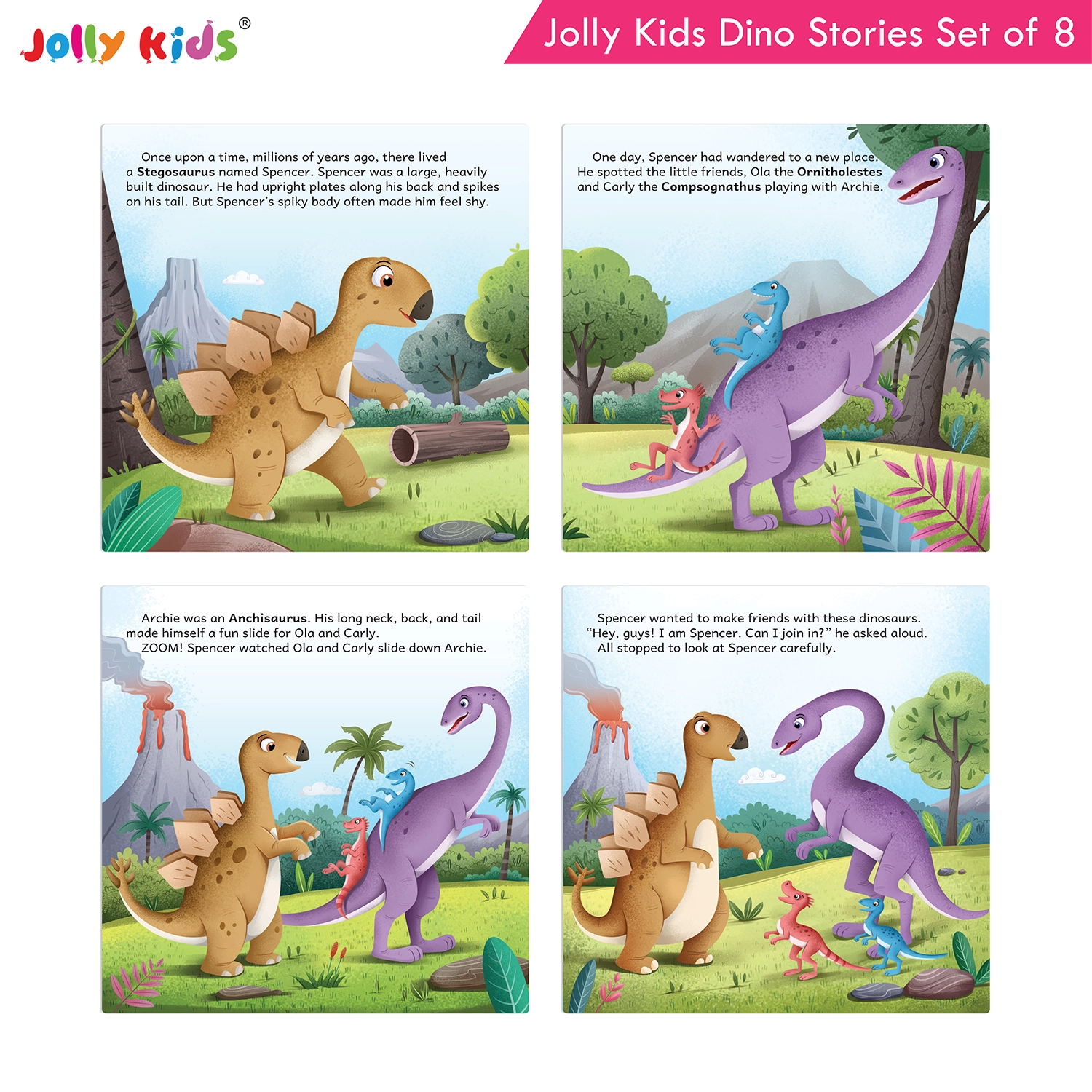 Jolly Kids Dinosaur Story Books Set for Kids (Set of 8) | Colourful Dino Stories with Moral Tales, Fun Adventures, Friendship and Illustrated Characters - Image 8