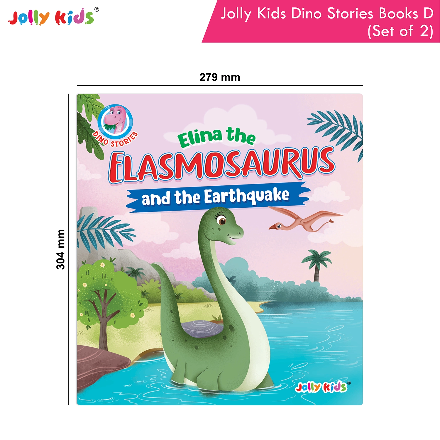 Jolly Kids Dinosaur Story Books D Set of 2 | Colourful Illustrated Dino Adventures for Kids | Elina Elasmosaurus and the Earthquake and Peter Pteranodon to the Rescue - Image 9