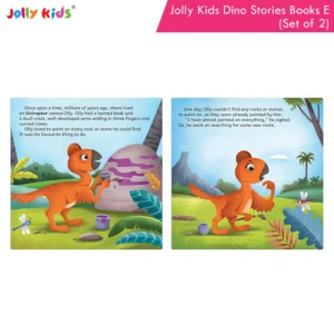 Jolly Kids Dinosaur Story Books E Set of 2 | Colourful Illustrated Dino Adventures for Kids | Olly Oviraptor Loves to Paint and Parry the Proud Parasaurolophus